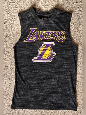 LA Lakers Sleeveless Shirt Small NBA Ultra Game Black Muscle Tank Logo Tee